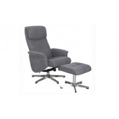 VL Rayna 1 Seater Recliner with Footstool - Grey (Nett)